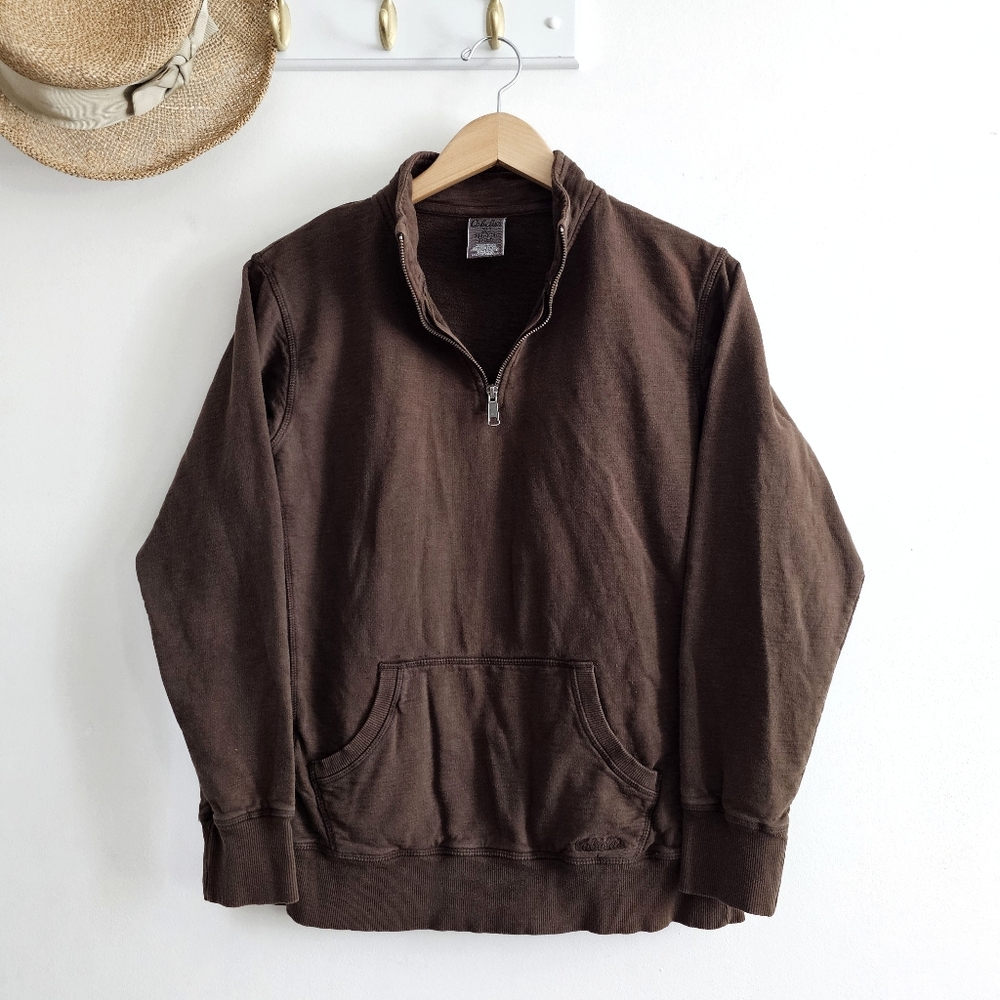 Y2K Cabela’s Men’s Brown 1/4 Zip Pullover Sweatshirt Outdoor Workwear